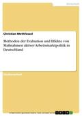 Methfessel |  Methoden der Evaluation und Effekte von Maßnahmen aktiver Arbeitsmarktpolitik in Deutschland | eBook | Sack Fachmedien