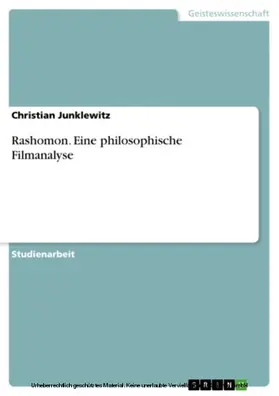 Junklewitz |  Rashomon. Eine philosophische Filmanalyse | eBook | Sack Fachmedien