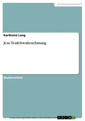 Lang |  Jesu Teufelswahrnehmung | eBook | Sack Fachmedien