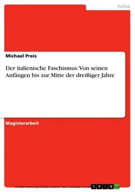 Preis |  Der italienische Faschismus: Von seinen Anfängen bis zur Mitte der dreißiger Jahre | eBook | Sack Fachmedien