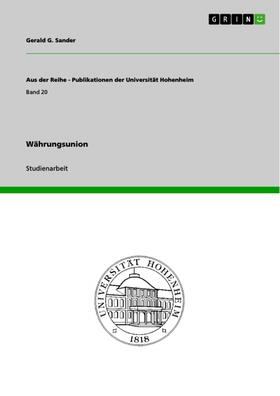 Sander | Währungsunion | E-Book | sack.de