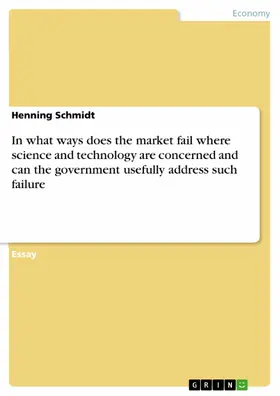 Schmidt |  In what ways does the market fail where science and technology are concerned and can the government usefully address such failure | eBook | Sack Fachmedien