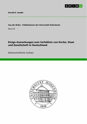 Sander | Einige Anmerkungen zum Verhältnis von Kirche, Staat und Gesellschaft in Deutschland | E-Book | sack.de