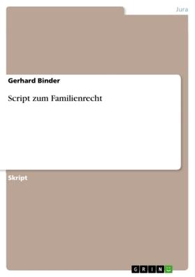 Binder |  Script zum Familienrecht | Buch |  Sack Fachmedien