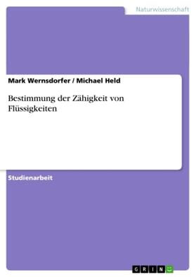Held / Wernsdorfer |  Bestimmung der Zähigkeit von Flüssigkeiten | Buch |  Sack Fachmedien