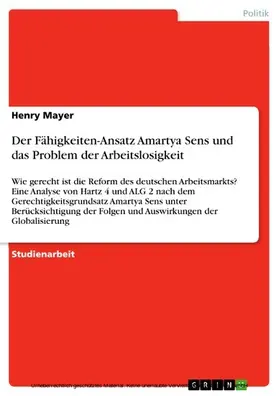 Mayer |  Der Fähigkeiten-Ansatz Amartya Sens und das Problem der Arbeitslosigkeit | eBook | Sack Fachmedien