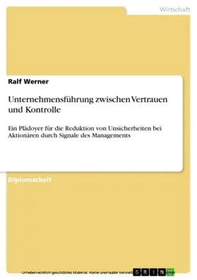 Werner |  Unternehmensführung zwischen Vertrauen und Kontrolle | eBook | Sack Fachmedien