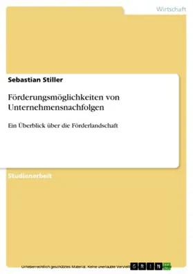 Stiller |  Förderungsmöglichkeiten von Unternehmensnachfolgen | eBook | Sack Fachmedien