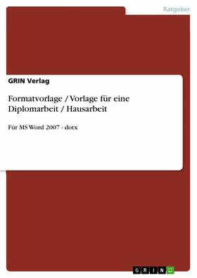 Verlag | Formatvorlage / Vorlage für eine Diplomarbeit / Hausarbeit | E-Book | sack.de