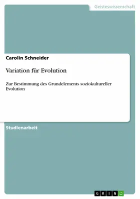 Schneider |  Variation für Evolution | eBook | Sack Fachmedien