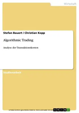 Bauert / Kopp |  Algorithmic Trading | eBook | Sack Fachmedien