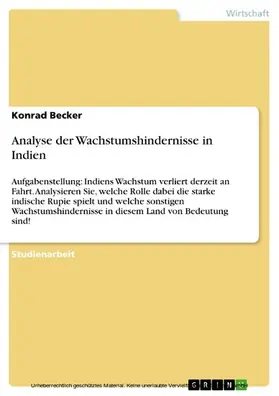 Becker |  Analyse der Wachstumshindernisse in Indien | eBook | Sack Fachmedien