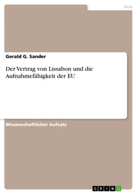 Sander |  Der Vertrag von Lissabon und die Aufnahmefähigkeit der EU | Buch |  Sack Fachmedien