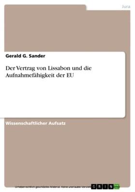 Sander | Der Vertrag von Lissabon und die Aufnahmefähigkeit der EU | E-Book | sack.de