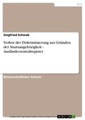 Schwab |  Verbot der Diskriminierung aus Gründen der Staatsangehörigkeit - Ausländerzentralregister | eBook | Sack Fachmedien