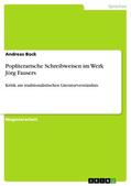 Bock |  Popliterarische Schreibweisen im Werk Jörg Fausers | eBook | Sack Fachmedien