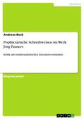 Bock |  Popliterarische Schreibweisen im Werk Jörg Fausers | Buch |  Sack Fachmedien