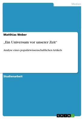 Weber |  "Ein Universum vor unserer Zeit" | Buch |  Sack Fachmedien