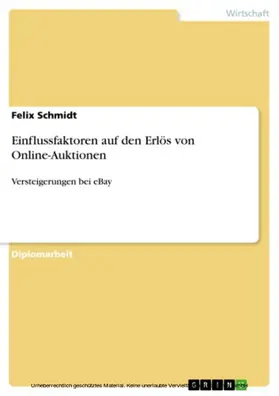 Schmidt |  Einflussfaktoren auf den Erlös von Online-Auktionen | eBook | Sack Fachmedien