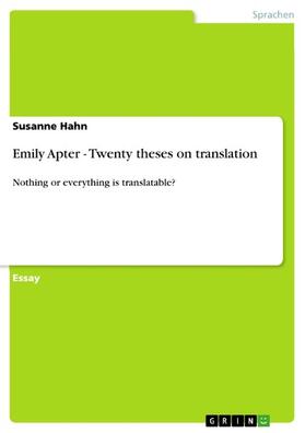 Hahn | Emily Apter - Twenty theses on translation | E-Book | sack.de