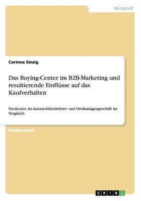 Sinzig |  Das Buying-Center im B2B-Marketing und resultierende Einflüsse auf das Kaufverhalten | Buch |  Sack Fachmedien