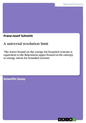 Schmitt |  A universal resolution limit | eBook | Sack Fachmedien