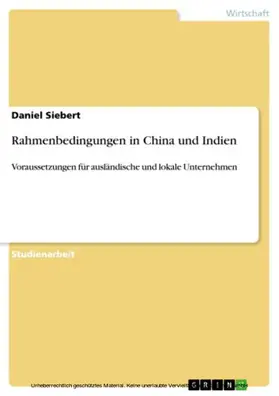 Siebert |  Rahmenbedingungen in China und Indien | eBook | Sack Fachmedien