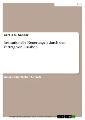 Sander |  Institutionelle Neuerungen durch den Vertrag von Lissabon | eBook | Sack Fachmedien
