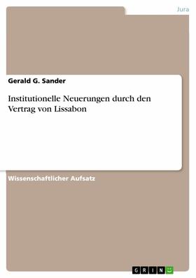 Sander | Institutionelle Neuerungen durch den Vertrag von Lissabon | E-Book | sack.de