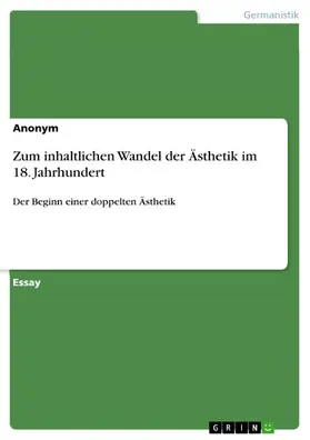 Fuchs |  Zum inhaltlichen Wandel der Ästhetik im 18. Jahrhundert | eBook | Sack Fachmedien