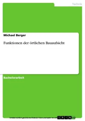 Berger | Funktionen der örtlichen Bauaufsicht | E-Book | www.sack.de