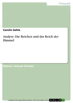 Fuchs |  Analyse: Die Reichen und das Reich der Himmel | eBook | Sack Fachmedien