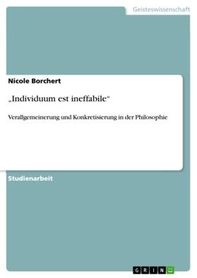Borchert |  "Individuum est ineffabile" | Buch |  Sack Fachmedien