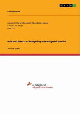 Butz |  Role and Effects of Budgeting in Managerial Practice | eBook | Sack Fachmedien