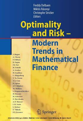 Delbaen / Rásonyi / Stricker | Optimality and Risk - Modern Trends in Mathematical Finance | E-Book | sack.de