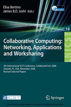Bertino / Joshi | Collaborative Computing: Networking, Applications and Worksharing | E-Book | sack.de