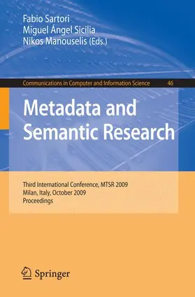 Sartori / Sicilia / Manouselis |  Metadata and Semantic Research | Buch |  Sack Fachmedien