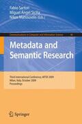 Sartori / Sicilia / Manouselis |  Metadata and Semantic Research | Buch |  Sack Fachmedien
