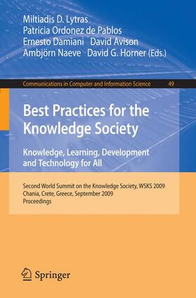 Lytras / Ordóñez de Pablos / Damiani |  Best Practices for the Knowledge Society | Buch |  Sack Fachmedien