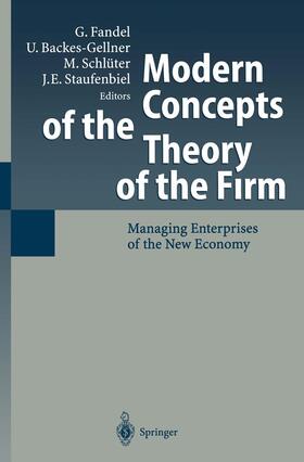 Schlüter / Fandel / Backes-Gellner |  Modern Concepts of the Theory of the Firm | Buch |  Sack Fachmedien