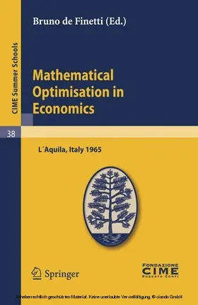 de Finetti | Mathematical Optimisation in Economics | E-Book | sack.de