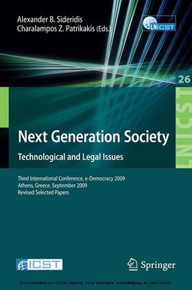 Sideridis / Patrikakis | Next Generation Society Technological and Legal Issues | E-Book | sack.de