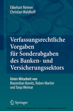 Reimer / Waldhoff | Verfassungsrechtliche Vorgaben für Sonderabgaben des Banken- und Versicherungssektors | E-Book | sack.de