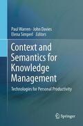 Warren / Simperl / Davies |  Context and Semantics for Knowledge Management | Buch |  Sack Fachmedien