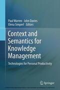 Warren / Davies / Simperl |  Context and Semantics for Knowledge Management | eBook | Sack Fachmedien