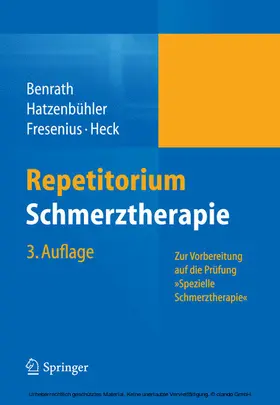 Benrath / Hatzenbühler / Fresenius |  Repetitorium Schmerztherapie | eBook | Sack Fachmedien