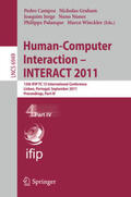 Campos / Graham / Jorge |  Human-Computer Interaction -- INTERACT 2011 | eBook | Sack Fachmedien