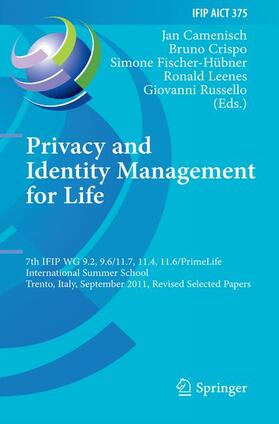 Camenisch / Crispo / Russello |  Privacy and Identity Management for Life | Buch |  Sack Fachmedien