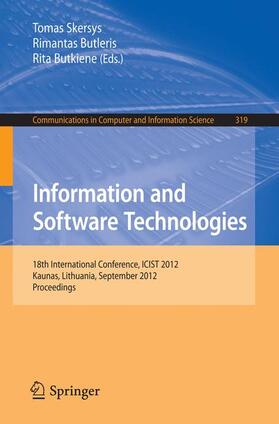 Skersys / Butkiene / Butleris | Information and Software Technologies | Buch | 978-3-642-33307-1 | sack.de