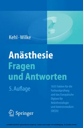Kehl / Wilke |  Anästhesie. Fragen und Antworten | eBook | Sack Fachmedien